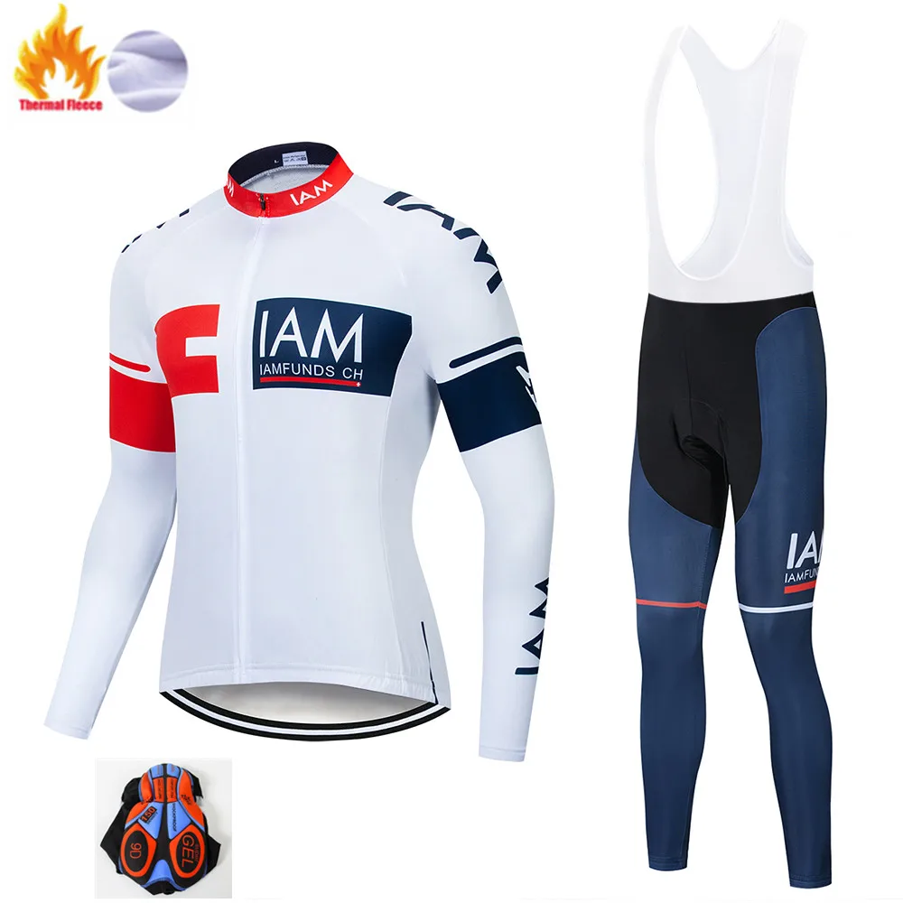 Winter set Горячая IAM зима термальный флис Велоспорт Джерси кофты с длинным рукавом Велоспорт комбинезон велосипедный набор велосипедная одежда - Цвет: Winter set