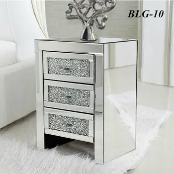 

Mirrored Glass Bedside Table Drawers Glass Handles Mirror Bedroom Nightstand Table de chevet Fast delivery