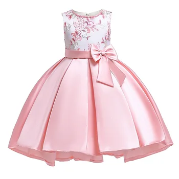 

O-Neck Appliques Sleeveless Taffeta Flower Girl Pageant Dresses Baby Fluffy Costume Wedding Girl Dress Girl Gown Maxi