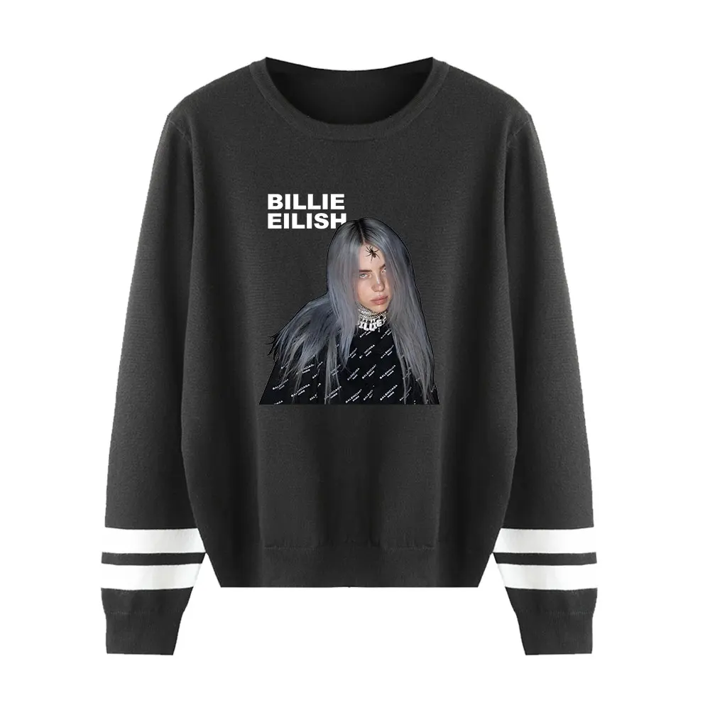 Модные Kpop вязаные свитера с круглым вырезом Billie Eilish, подходят для весны и осени, мужские и женские свитера, мужская и женская повседневная одежда