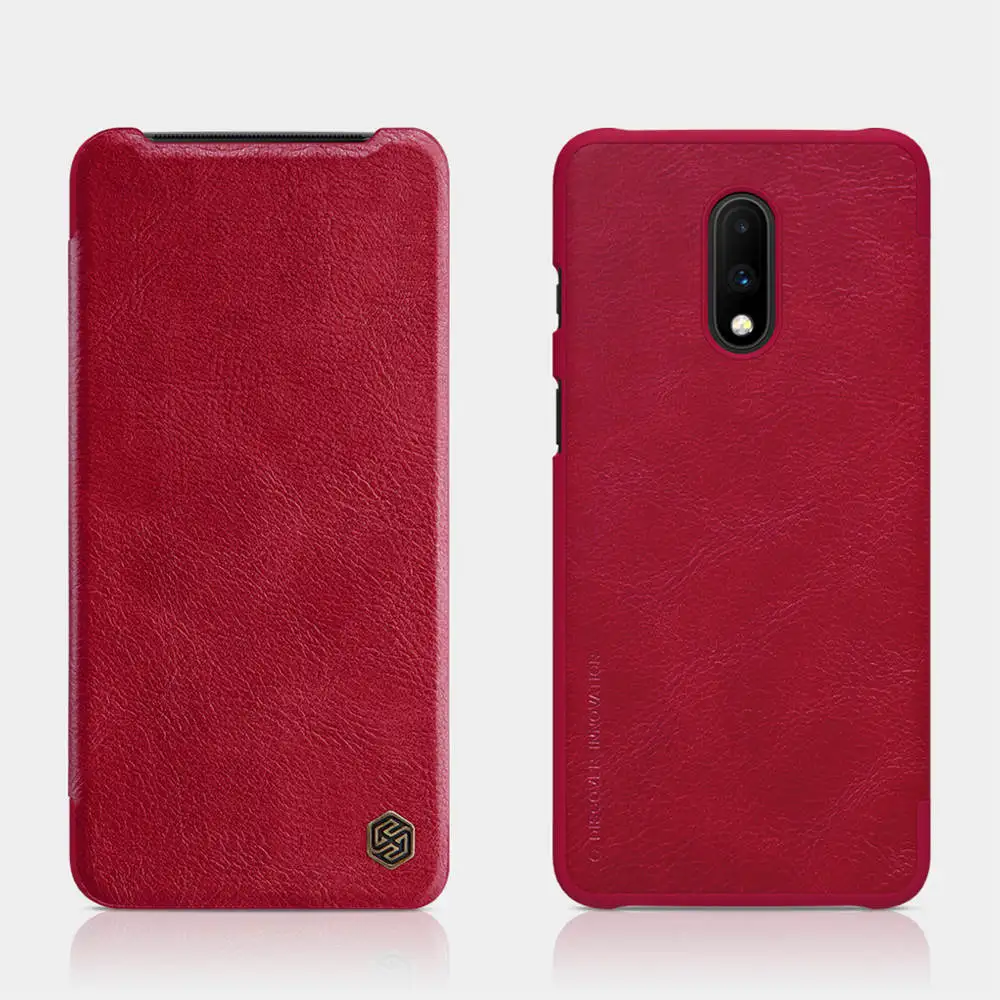 Кожаный флип-чехол Nillkin Qin с карманом для карт, Ультратонкий чехол для OnePlus 7 Pro sony Xperia 10 Plus L3 1 LG G8 ThinQ - Цвет: Red