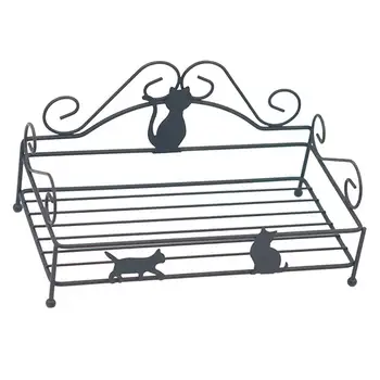 

Iron Art Storage Rack Table Stand Shelf Kitchen Bathroom Storage Holder Cute Cat Design Living Room Organizer