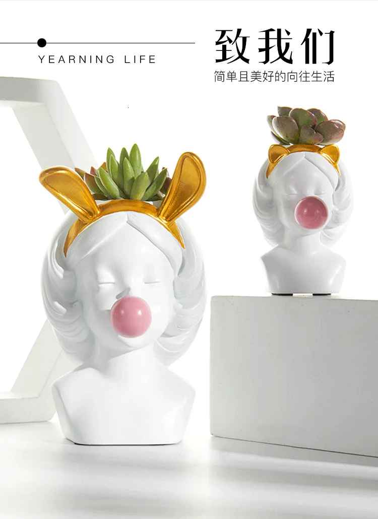 Florero de plastic de estilo lindo chica burbuja flor decorativa maceta Современная декорация arte encantador arreglo повязка на голову