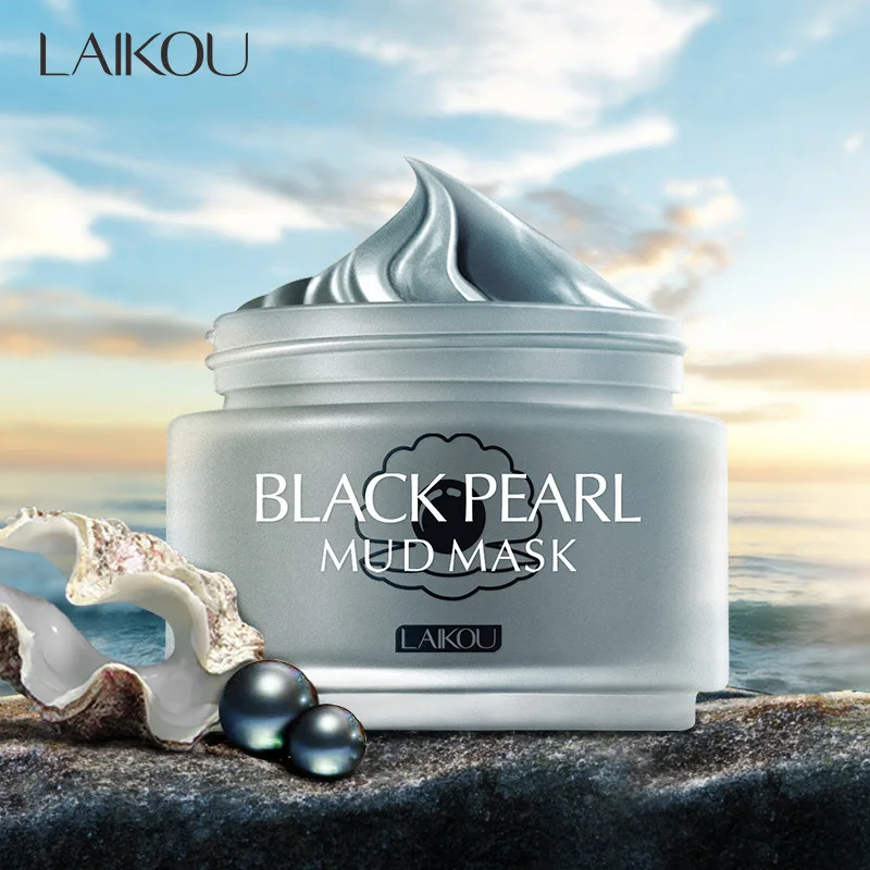 LAIKOU 85g Black Pearl Face Mask Deep Cleansing Shrink Pores Volcanic Mud Whitening Moisturizing Exfoliate oil 4