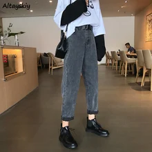 Женские джинсы с высокой талией, Ретро стиль, уличная одежда, новинка, одноцветные, с эффектом потертости, женские джинсовые брюки, корейский стиль, эластичный Топ, магазин, модная новинка