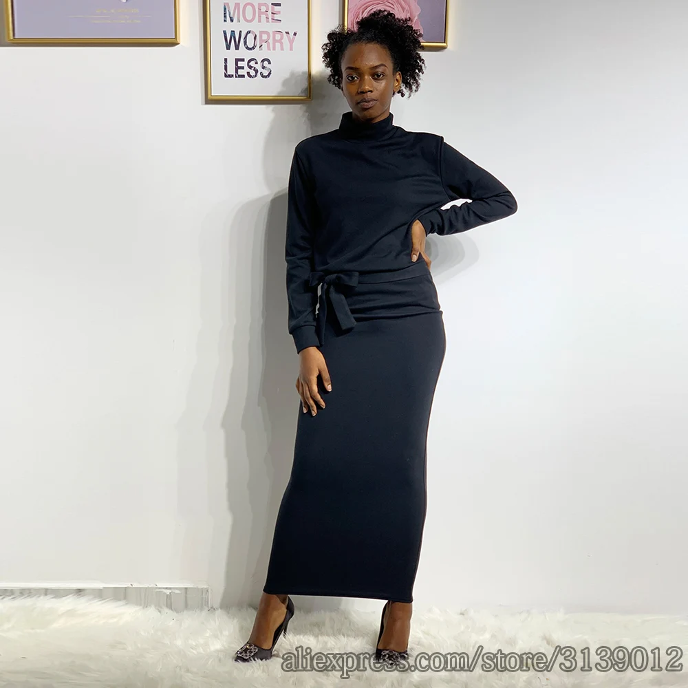 Kint Set Vetement Femme африканские платья для женщин одежда Южная Африка платье ropa mujer Robe Africaine Vestiti Lunghi Donna - Цвет: black set