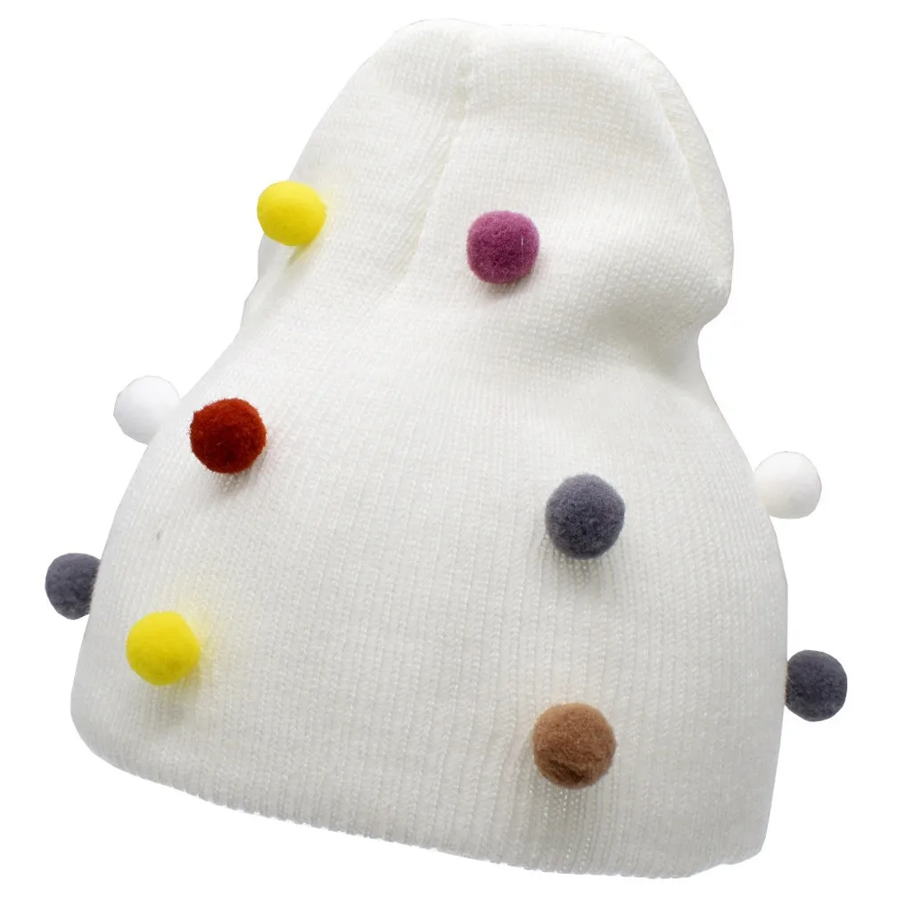 Детские зимние шапки, шапка s для детей, яркие цвета, одноцветная, сохраняющая тепло и вязанная шерстяная шапка, шапка с помпоном, детская шапочка, шапка