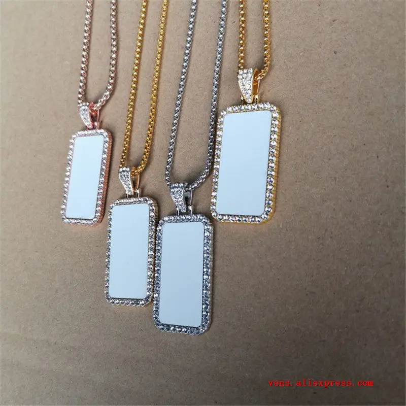 sublimation blank rectangle photo necklaces pendants Valentines Day gift hot tranfer printing consumable  10pcs/lot 2