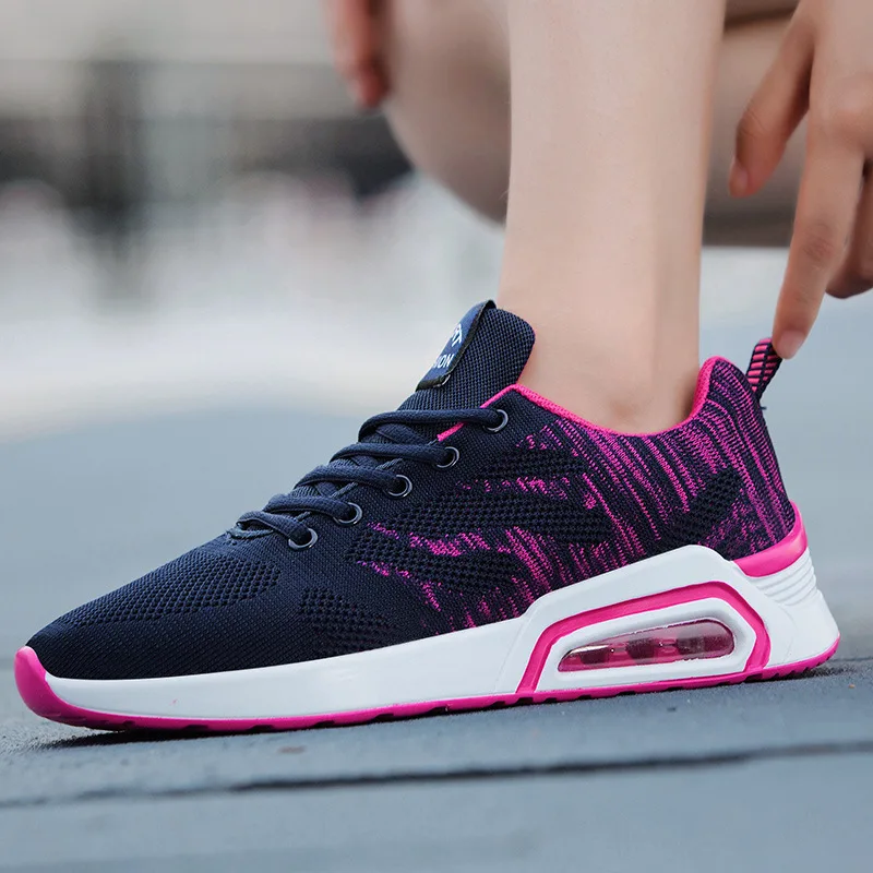 

2019 Autumn New Style Fly Woven Athletic Shoes Women's Breathable Air Cushion Shoes Casual Running Shoes WOMEN'S Shoes Lightweig