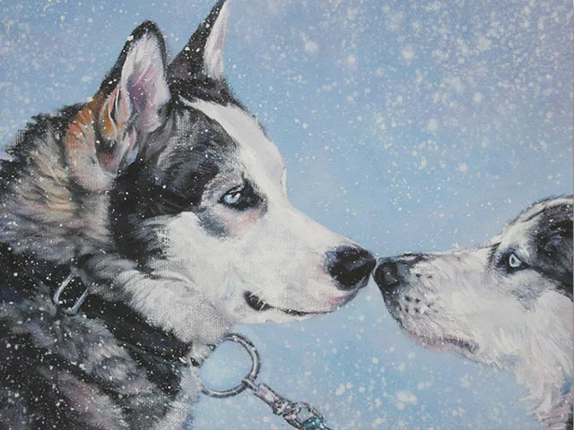 Сливовый Diy Diamond Painting Cross-stitch Animal Dog Mosaic Crystal Cute Husky Kit Diamond Embroidery Picture Rhinestone Crafts New Year - Цвет: Сливовый