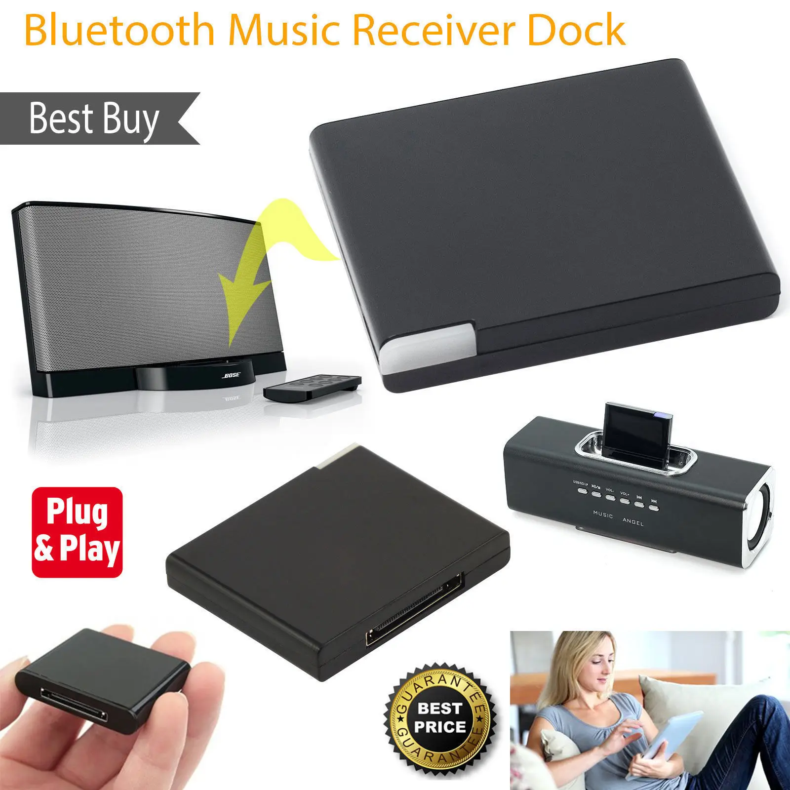 

30 Pin Bluetooth 2.1 A2DP Music Audio Receiver Stero Adapter For iPhone iPad Dock Bose Speaker iPod