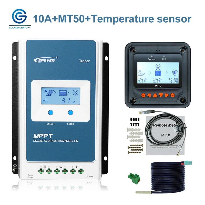 Контроллер солнечной батареи EPever MPPT Tracer1210AN 10A 12 в 24 В регулятор энергии с датчиком