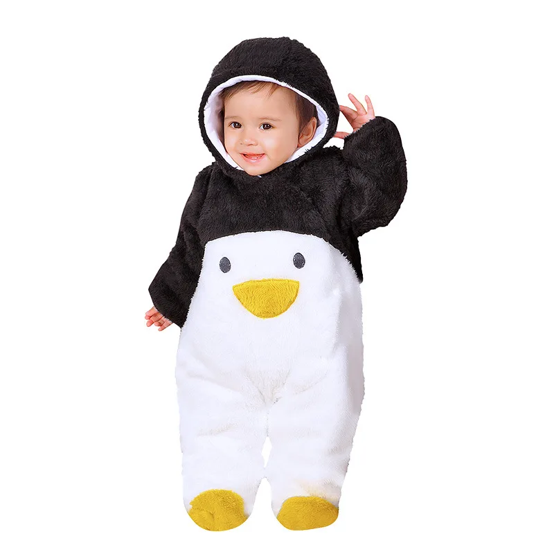 Зимняя одежда для малышей; Рождественский плюшевый Детский комбинезон для девочек и мальчиков; Ha Yi; панда; Кролик; Пингвин; животный костюм с капюшоном; комбинезон для новорожденных