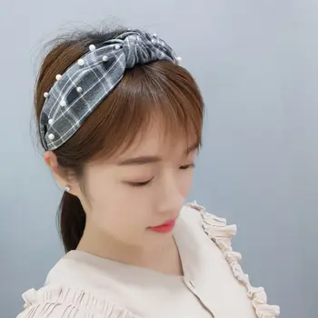 

New Sample design Korean 6 Colors Pearl Headband for Women Bezel Simple Knotted Hair Loop Women Hairband Fashion Headwear hot