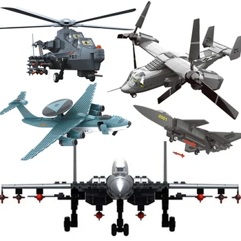 

Wange Modern War compatible military planed gunship fighter sets model building blocks jets child kids toys brick technic
