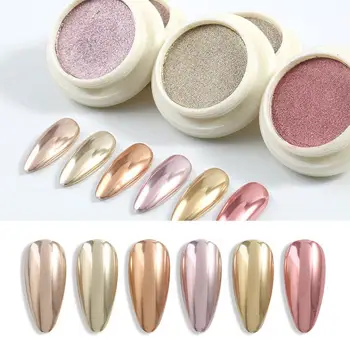 

2020 New Metallic Glitter Nail Powder Champagne Rose Nail Gold Dust Decoration Art Chrome Nail Metal Mirror Pigment Effect K3W0