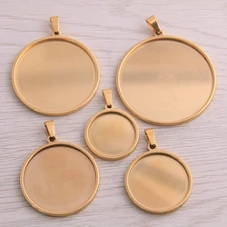 Stainless Steel 20-40mm Blank Cabochon Cameo Base  Tray for Necklace Pendant Bracelet Jewelry Making DIY Findings