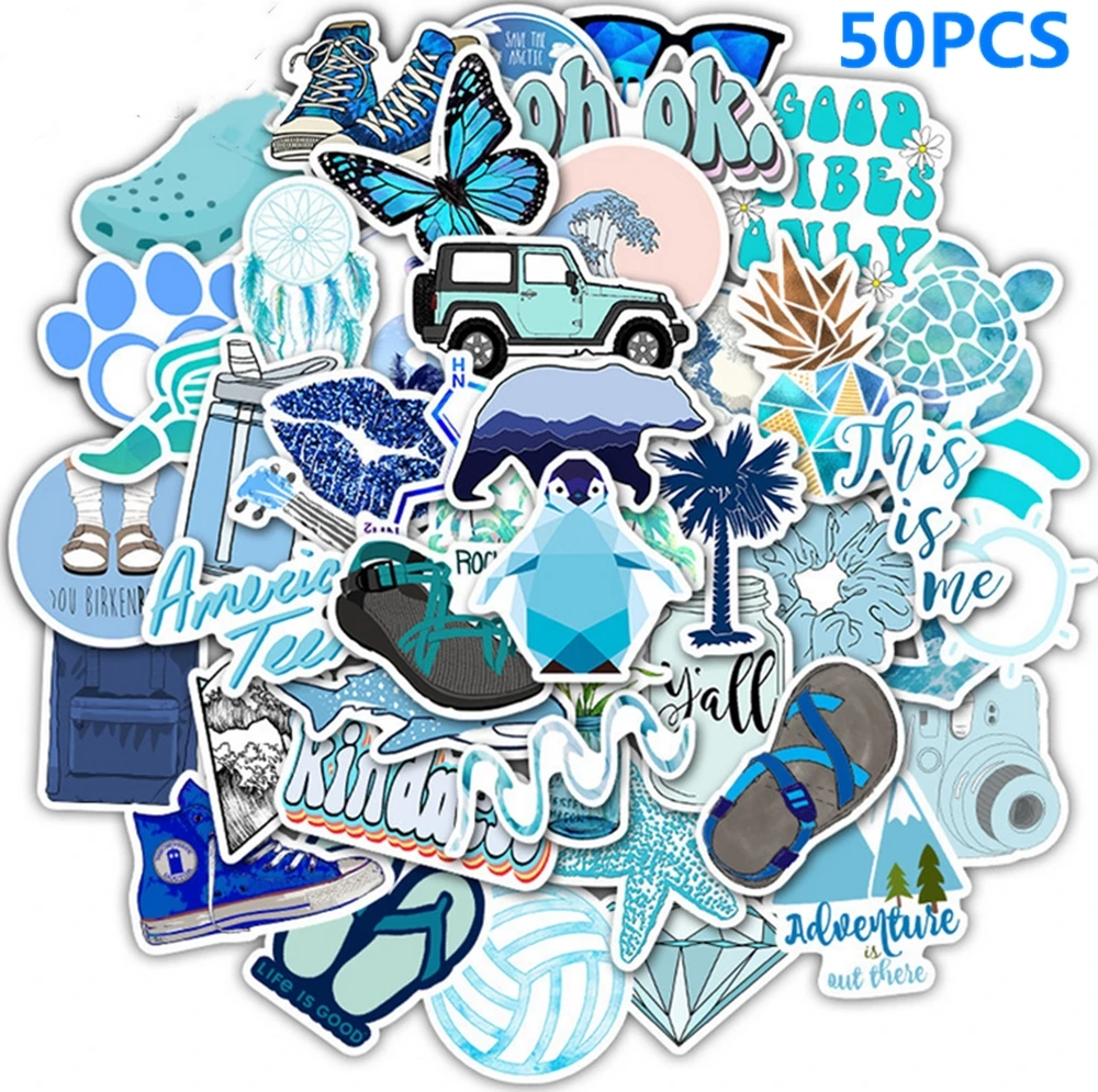 blue 50pcs 50 шт./компл. Merry Christmas Стикеры уличных танцев Doodle Стикеры костюм; Детский костюм на Рождество День Водонепроницаемый ПВХ Стикеры - Цвет: blue 50pcs