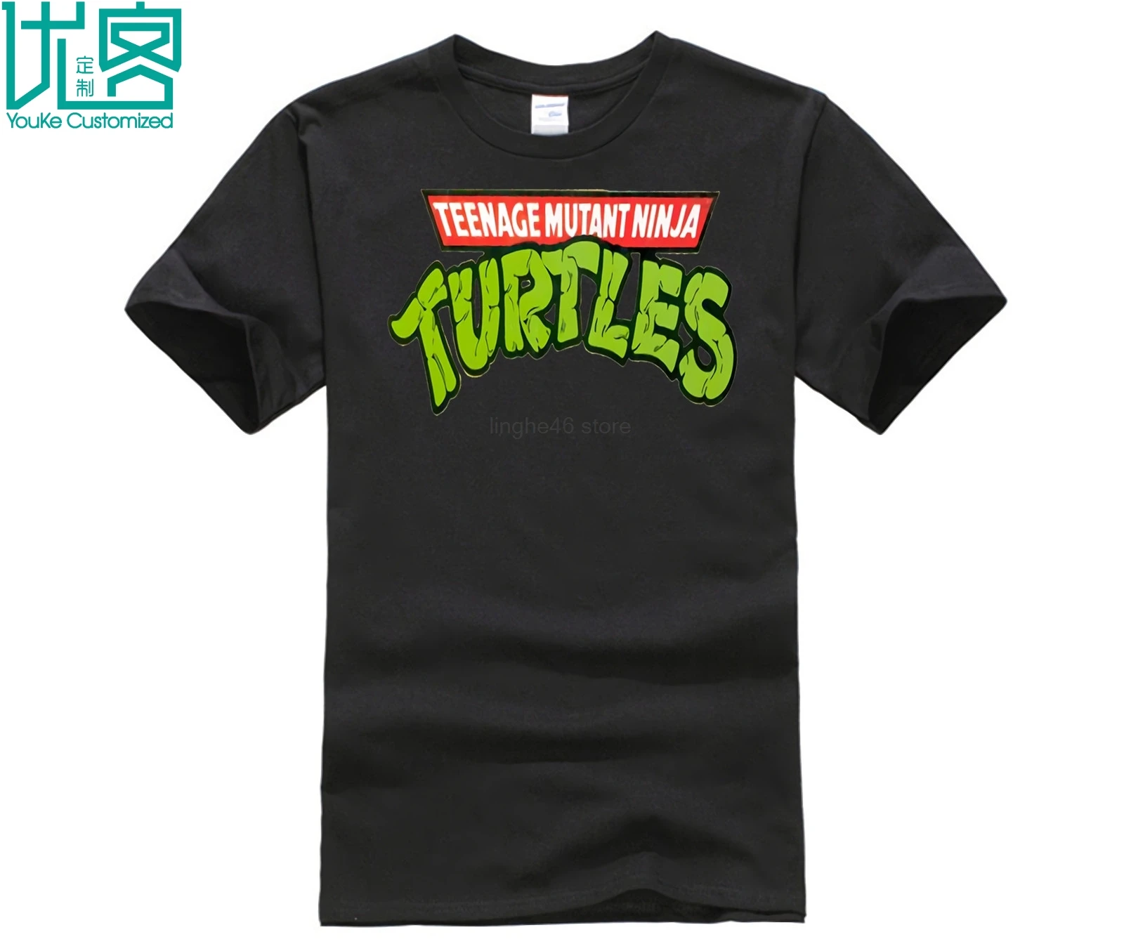 Teenage-Mutant-Ninja-Turtles-Classic-Logo_9096e7b3-16de-4f99-8e08-bb48eb5114ab футболки на заказ - Цвет: black