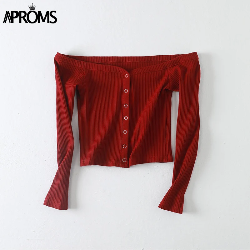Aproms, яркие цвета, с открытыми плечами, топы, женские, сексуальные, ребристые, трикотажные, короткий топ, крутая, для девушек, уличная одежда, белые, черные, базовые футболки