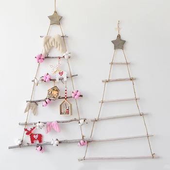 

2020 Wooden DIY Christmas Tree Nordic Style Artificial Fake Kids Gifts Christmas Tree Ornaments Wall Hanging Decor For Home