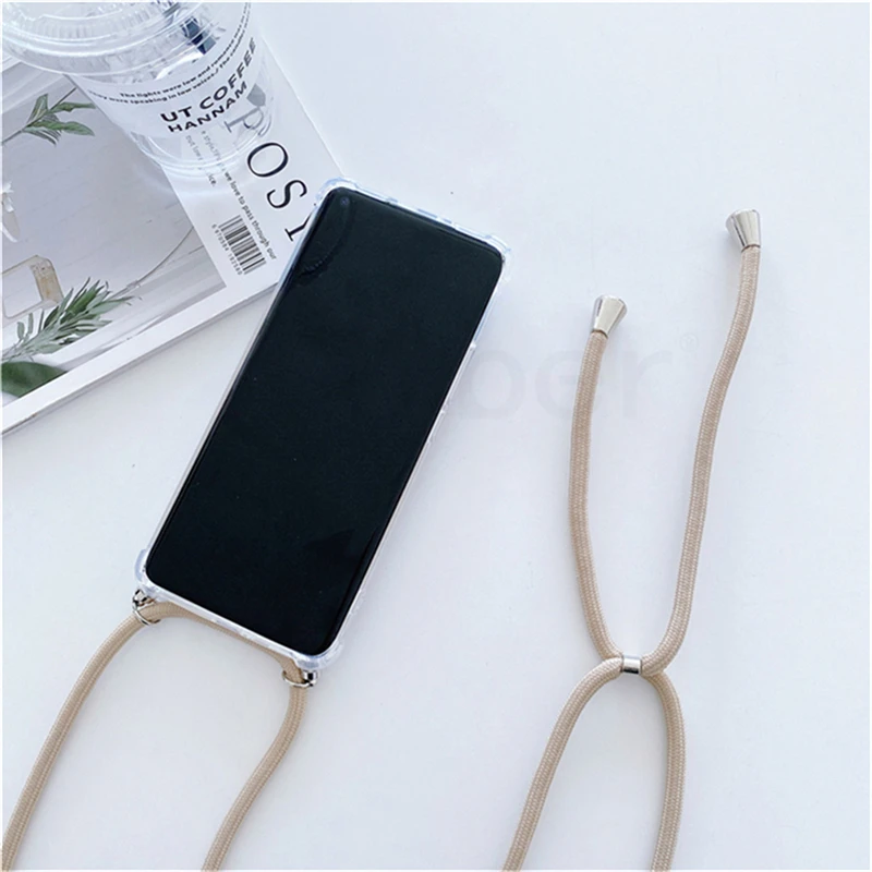 Transparent Soft Silicone Phone Case with Neck Strap Lanyard