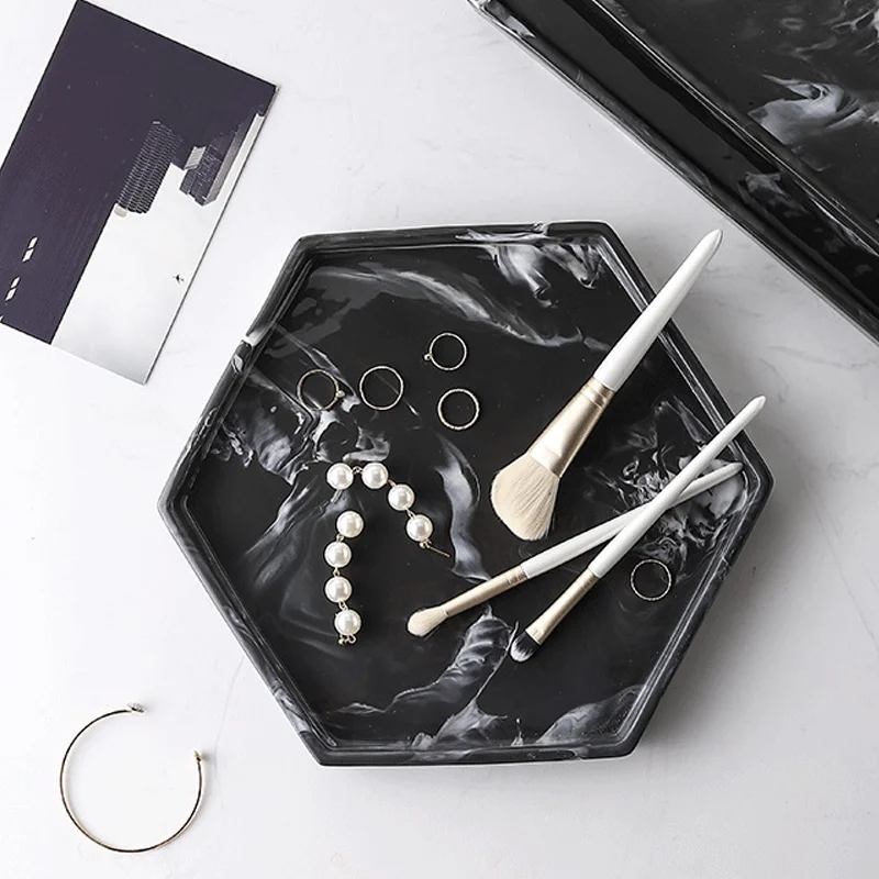 Nordic Luxury Marble Tray Creative Home Ceramic Tray Bathroom Supplies Storage Tray Jewelry Display Home Desktop Organizer