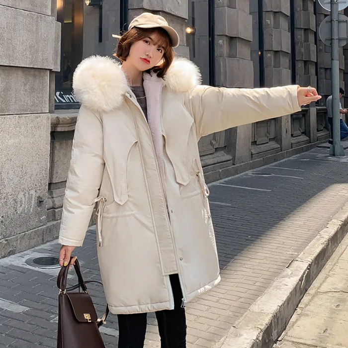 

Workwear Cotton Coat Women's Korean-style 2019 New Style Winter Coat Parka down Feather Cotton-padded Jacket Mid-length Thick Co