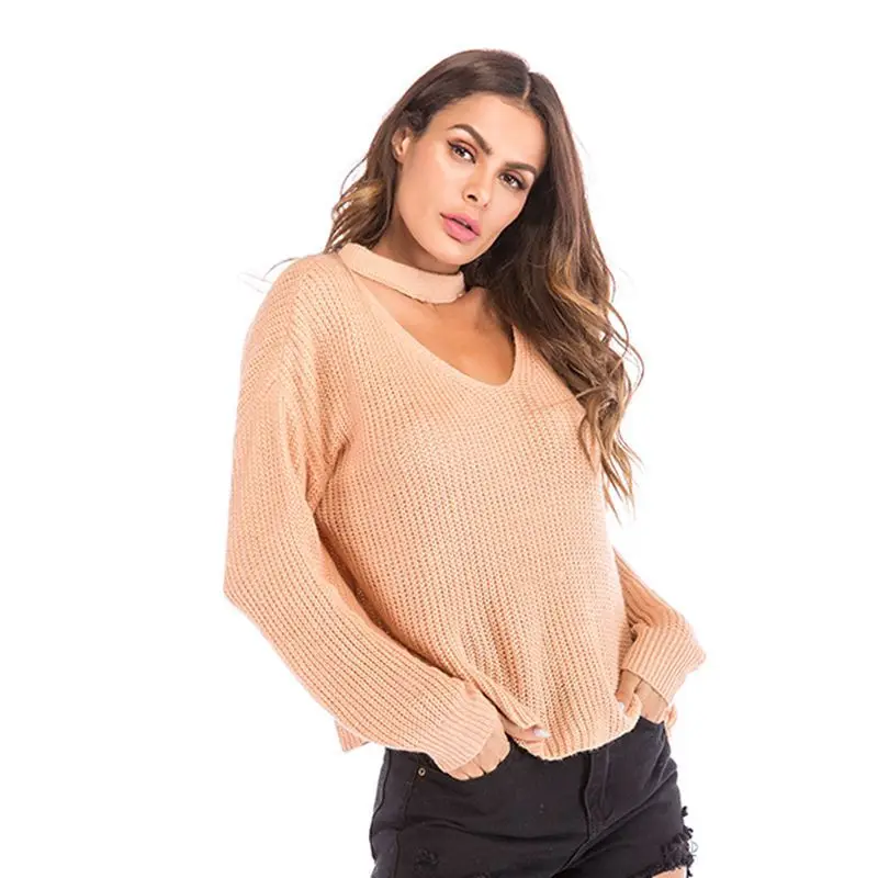 spring and autumn new sweater sweater women's wear neck V-neck loose sweater large size top sueter mujer invierno 2018 spring and autumn new sweater sweater women's wear neck V-neck loose sweater large size top sueter mujer invierno 2018