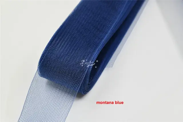 Crinolines Horsehair Mesh Fabric Soft Polyester Wedding  Latin Dance Head Dress Accessories 1cm ~12cm montana blue