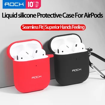

ROCK AirPods Case Silicone Protective Shell With Charging Hole Shockproof Dust-proof Cover With Carabiner Minimalist Stylish