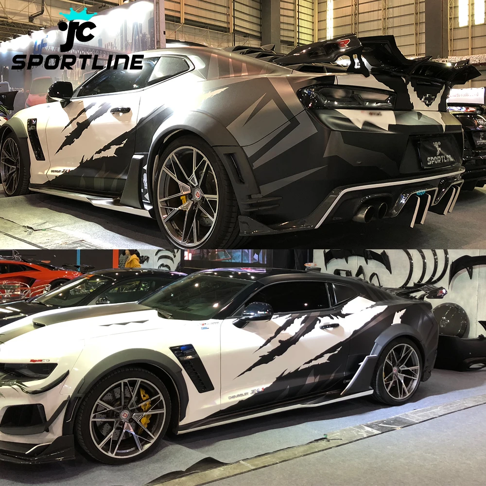BlackFRPFrontRearCarFenderFlaresTrimsforChevroletCamaroZL1