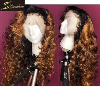 

Ombre Brazilian Brown 13×6 Colored Deep Part Transparent Lace front Human Hair Wigs for Black Women Loose Wave Frontal Wig Remy