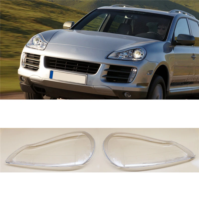 Pair Headlight Lens Cover Transparents Shell For Porsche Cayenne 2008 2009 2010