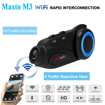 

Maxto M3 Motorcycle WiFi Sport Camera HD 1080P for 1000m Motorbike Group 6 Riders Bluetooth Helmet Intercom Interphone