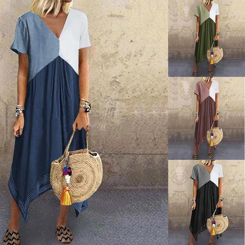 

Swimsuit Cover Up Beach Dress Women's Bikini Tunic Commerce Colour Spliced Dresses Autumn Winter 2019 Pure Women Stock Acetate