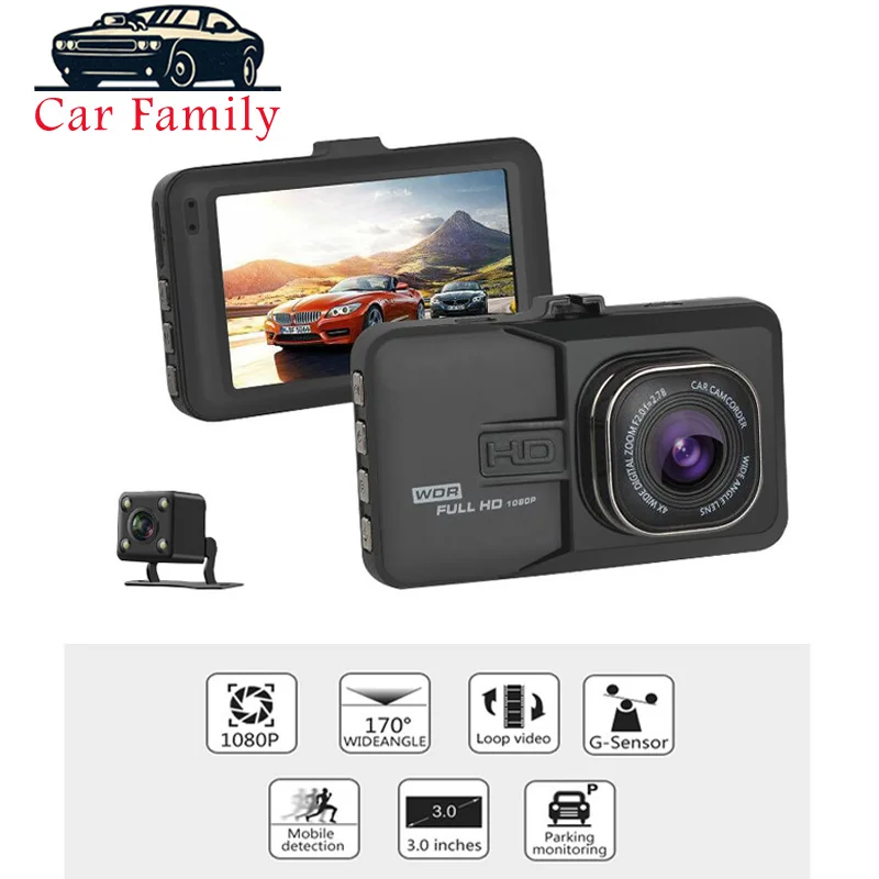

Dashcam 3.0 Inch IPS Screen With G-Sensor Night Vision Motion Detection Loop Recording Dual Lens Car Camera Full HD 1080P