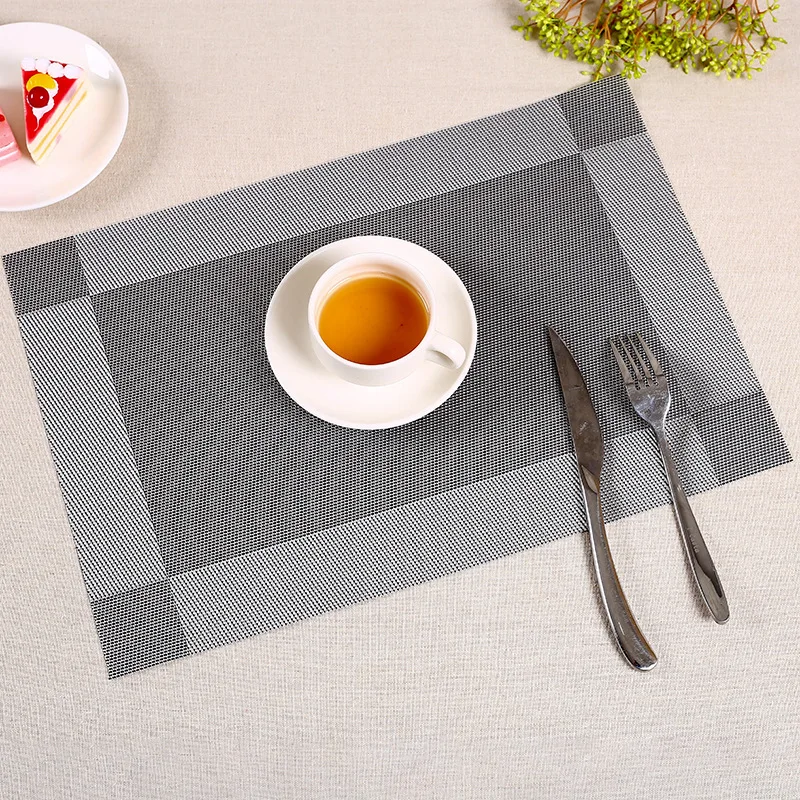 Rectangle PVC Coasters Stand For hot pot Coaster Dining Table placemat Slip Insulation Pad heat resistant Plastic Pan Table Mat - Цвет: Gray