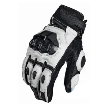 

Free shipping France's top car brands motorcycle gloves leather gloves with carbon fiber black white guantes gant moto homme