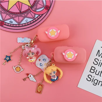 

Cute Cartoon Girl Silicone Case for QCY T5 Wireless Bluetooth Earphone Case Portable Soft Earbuds Charging Box Cover Finger Ring