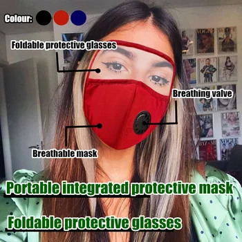 

Washable Mouth Face Cover Protective Cotton Integrated With Goggles With Breathing Valve Protection Cover Case mouth caps