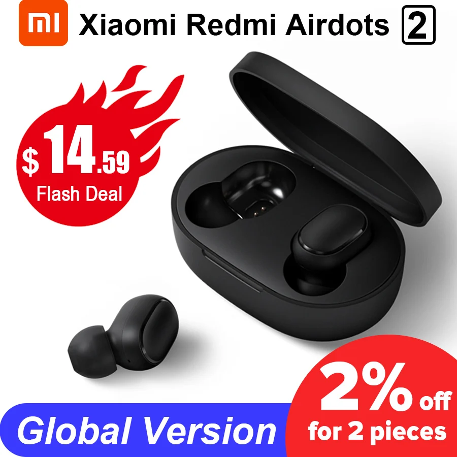 Bluetooth Wireless Earphone Earbuds Noise-Reduction Airdots Xiaomi Redmi Stereo-Bass