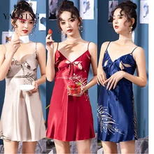 YAOTING новая шелковая пижама Женская больше цветов дешевле Летняя Сексуальная Холтер платье домашняя одежда