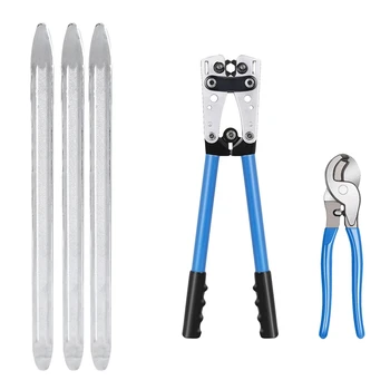 

1 Set Battery Cable Lug Crimping Tools Hand Electrician Pliers & 3 Pcs Tire High-Carbon Steel Set Remove Tyre Tools
