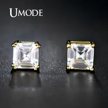 UMODE квадратный 2.5ct прозрачный кубический цирконий серьги-гвоздики серьги из желтого золота свадебные модные роскошные ювелирные изделия Femme подарки UE0187A