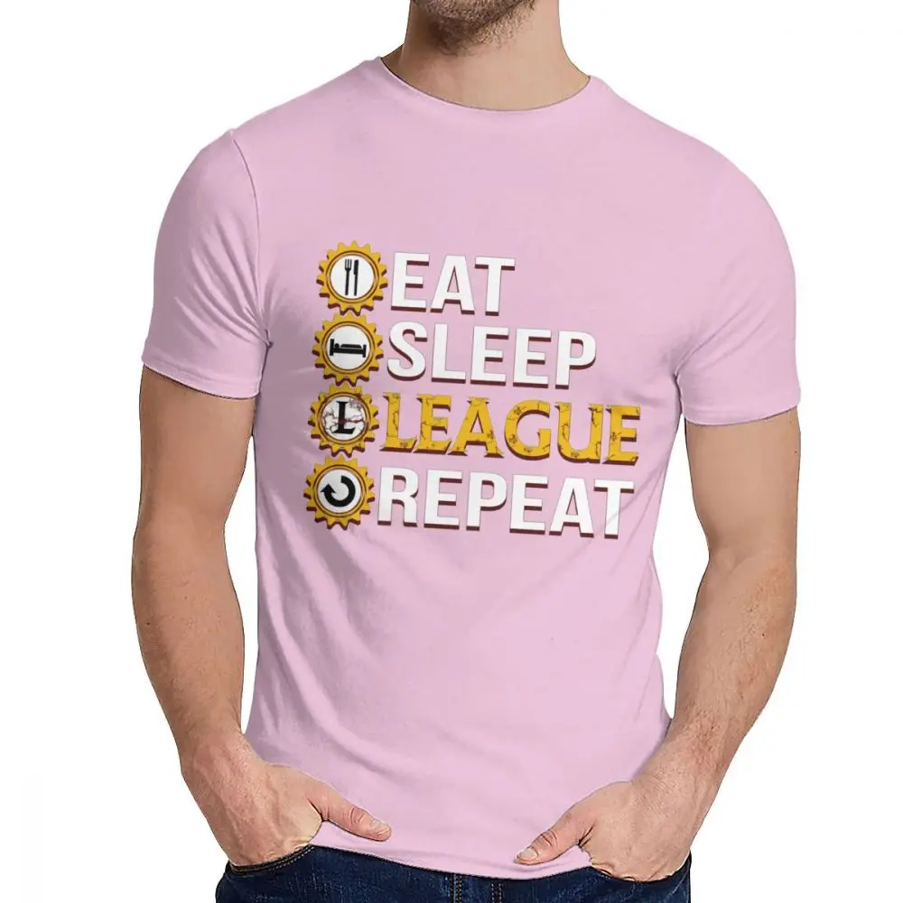 Круглый вырез Eat Sleep игровая Лига повторная футболка с кружевными рукавами принт Мужская Удобная футболка американский размер S-6XL - Цвет: Розовый