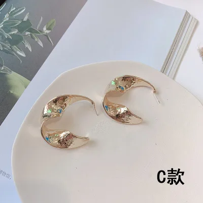 C AOMU, простые классические серьги-кольца с жемчугом, стразы, для женщин, золотой цвет, рок, Круглый Круг, модные серьги-кольца, вечерние, подарки - Окраска металла: C
