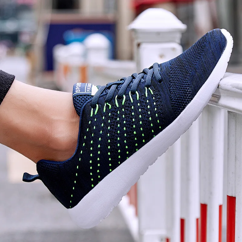 

2018 Autumn Fly Line Running Shoes Men's Breathable Knitted Mesh Shoes Plus-sized Menswear Athletic Shoes MEN'S Casual Shoes