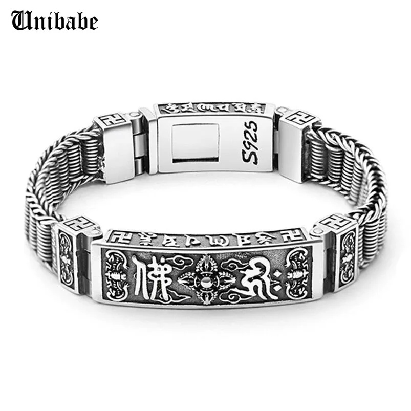 Тайский S925 Серебряный браслет, властные танки, цепь, 925 пробы, серебряный, винтажный браслет с цепочкой и замком