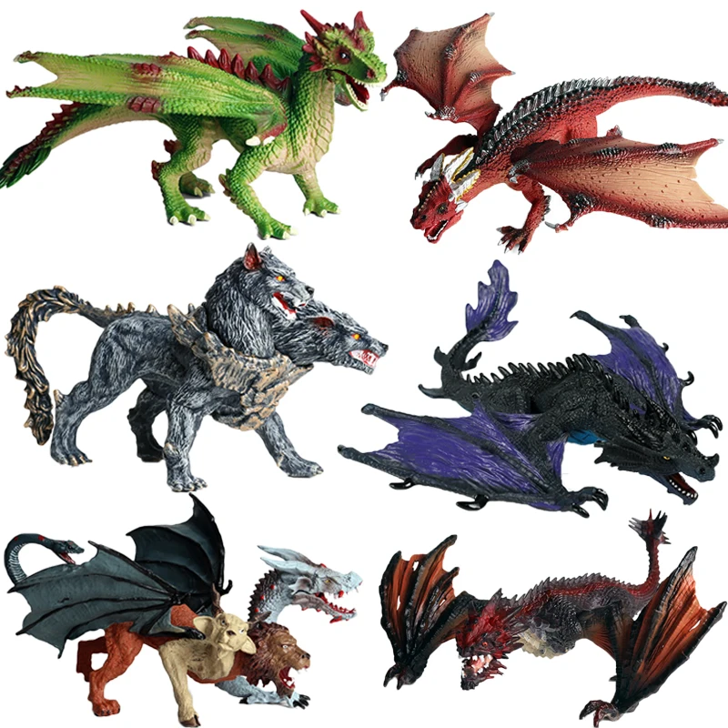 Детская модель животного мифическое животное Warcraft Dragon Hell Dog трехголовый Дракон